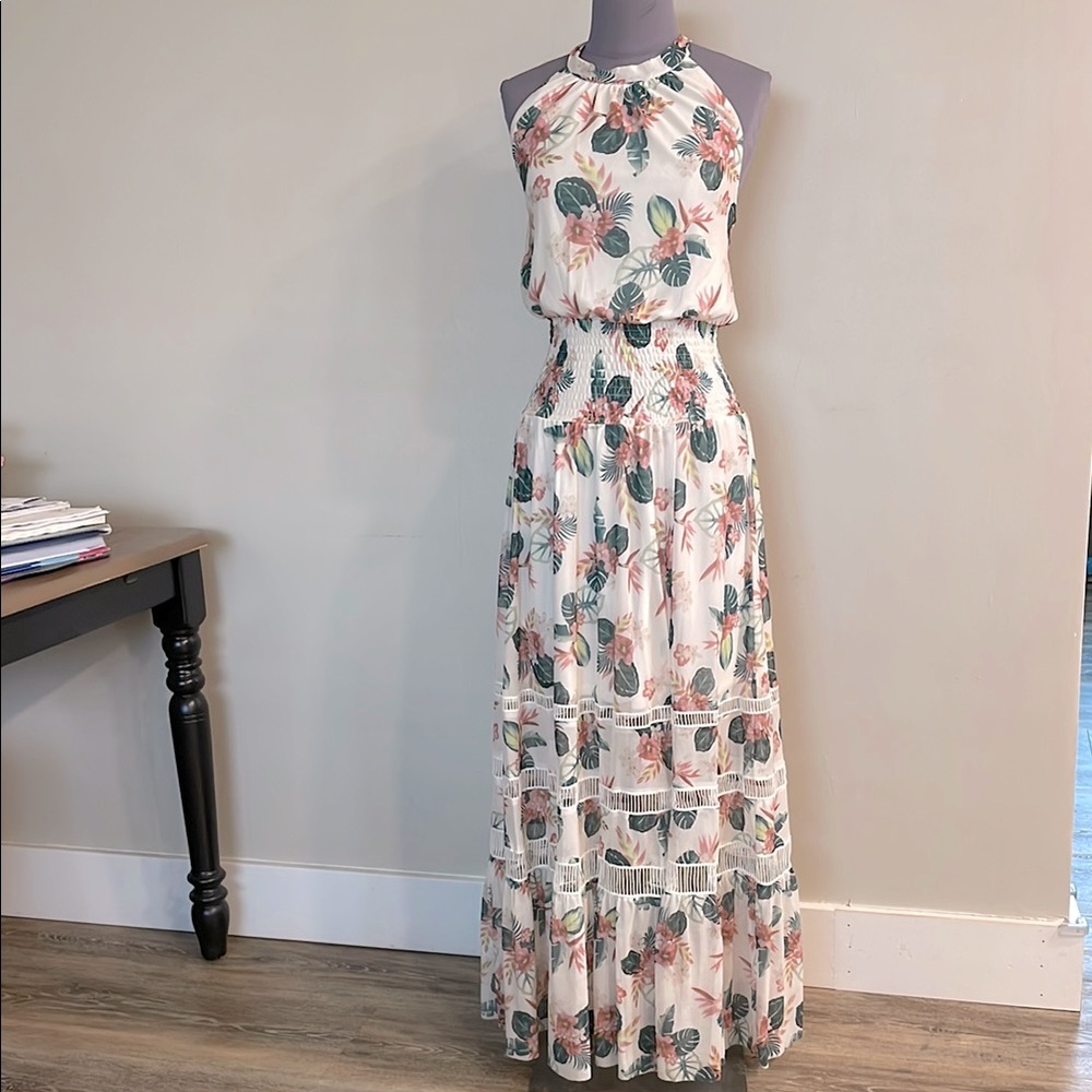 Mia joy Tropical Floral Halter Maxi Dress - XS